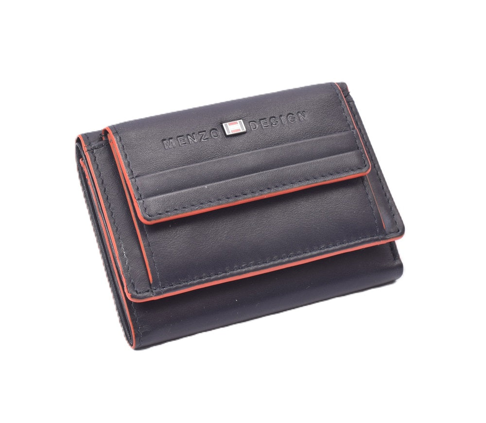 Menzo 7009 Kleinbörse saison3 navy-orange / Nappaleder