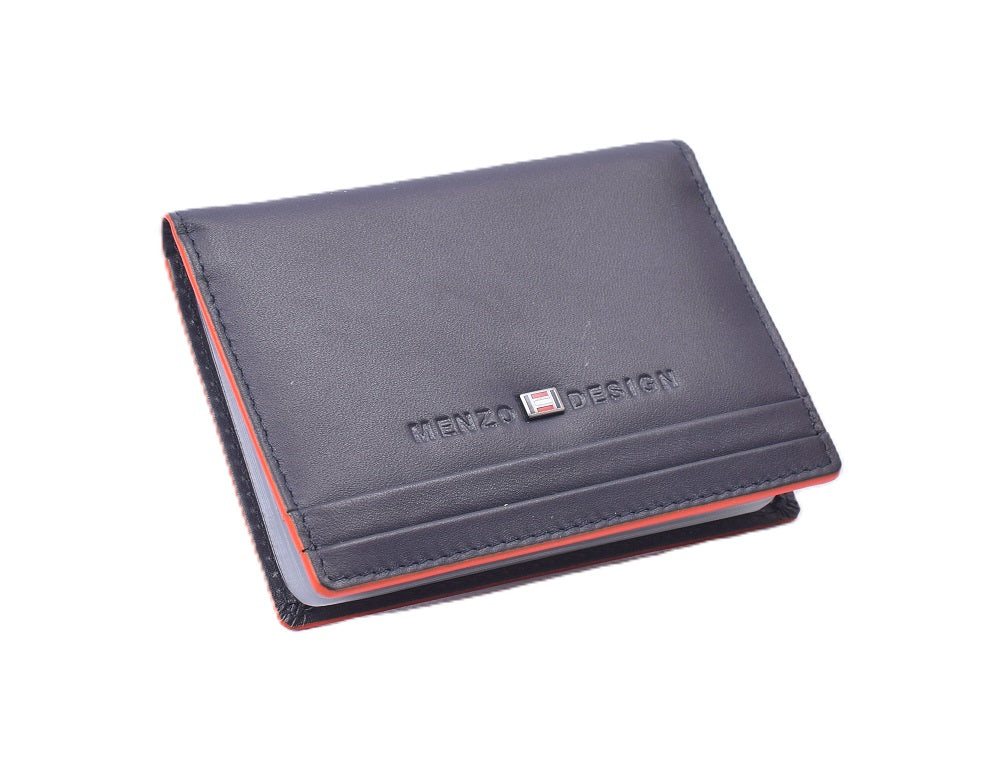 Menzo 7021 Kreditkartenetui navy-orange / Nappaleder