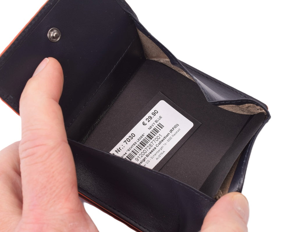 Menzo 7030 Kleinbörse saison3 navy-orange / Nappaleder