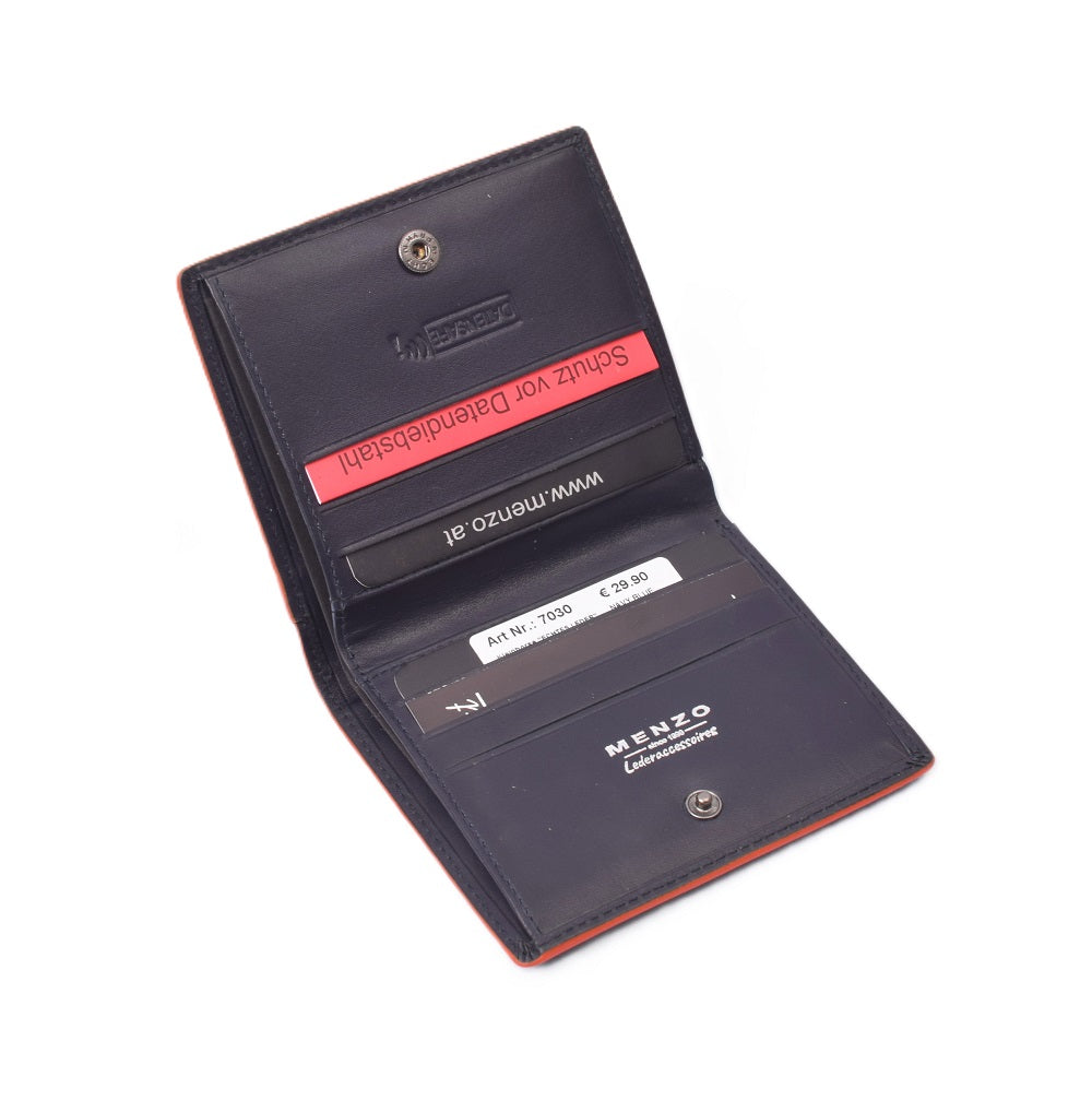Menzo 7030 Kleinbörse saison3 navy-orange / Nappaleder