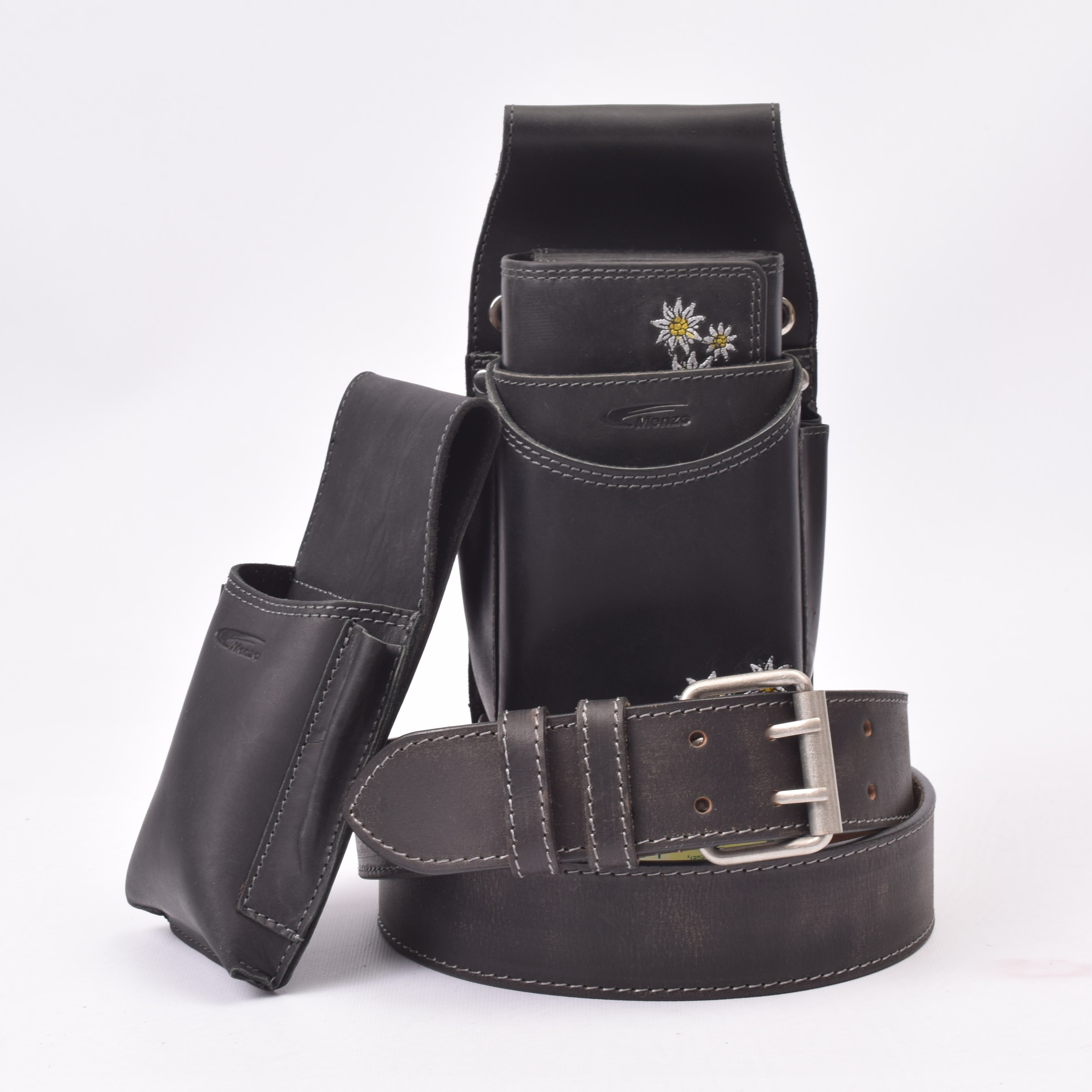 Kellnerbörsenset - 3-teilig - schwarz-edelweiss (Kellnerbörsenset + Computerhalter + Gürtel)