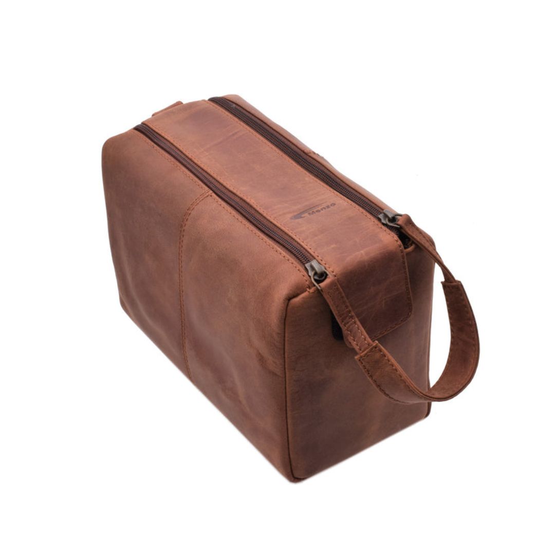 Menzo MB50 Kulturbeutel Büffelleder/deltabraun