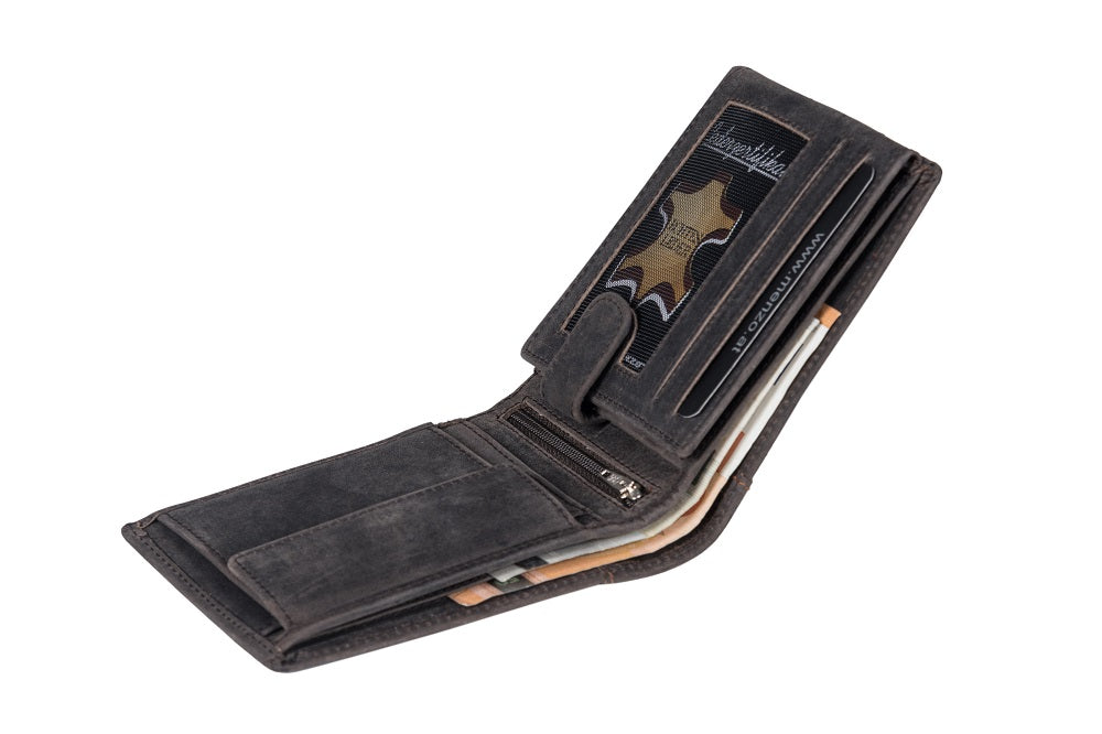 Menzo 8003 Herrenbörse darkbraun / Büffelleder