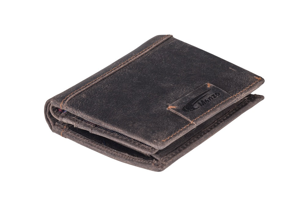 Menzo 8008 Kleinbörse darkbraun / Büffelleder