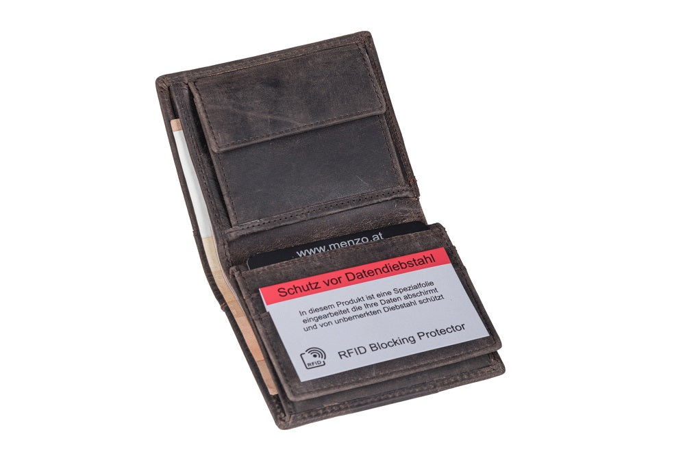 Menzo 8008 Kleinbörse darkbraun / Büffelleder