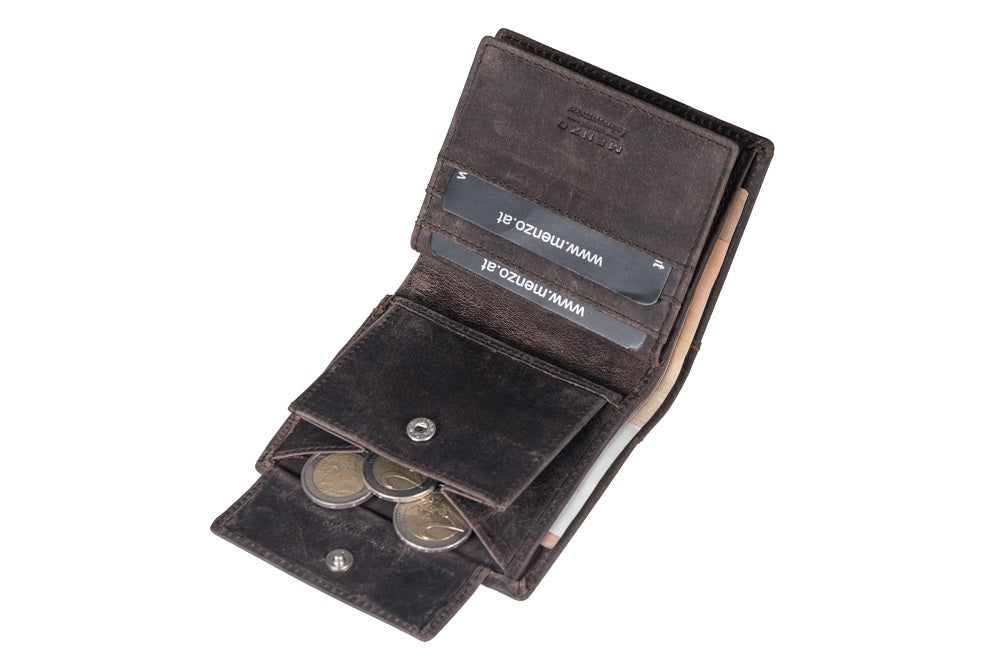 Menzo 8008 Kleinbörse darkbraun / Büffelleder