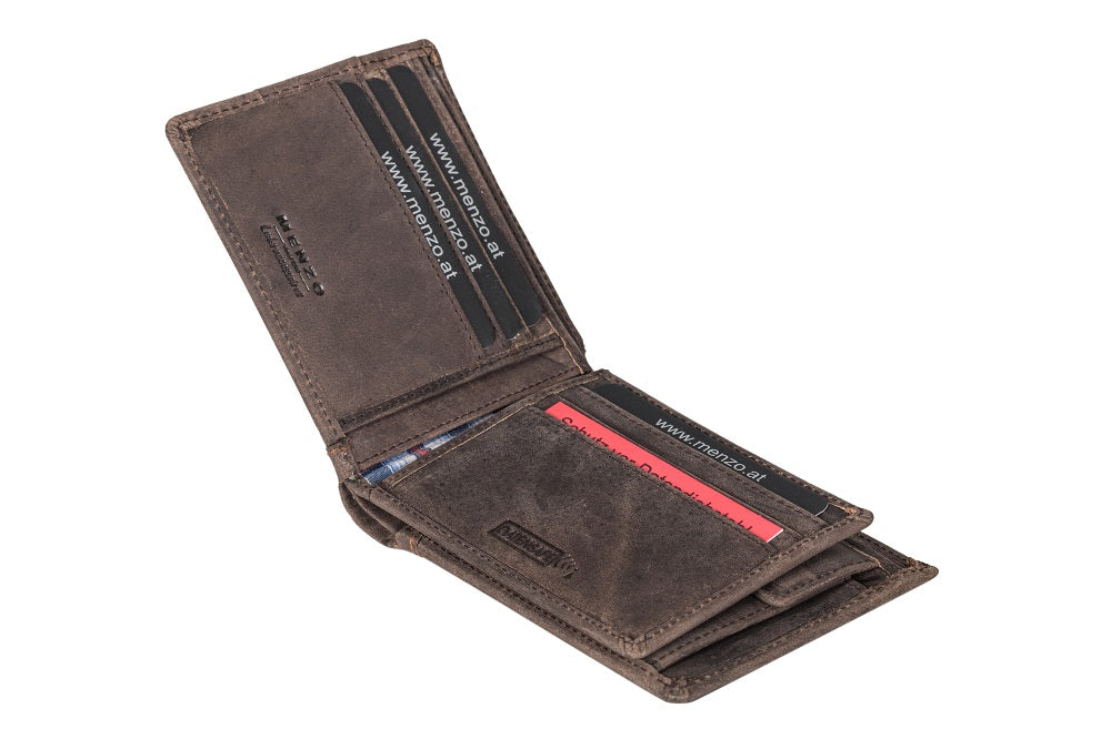 Menzo 8011 Herrenbörse darkbraun / Büffelleder