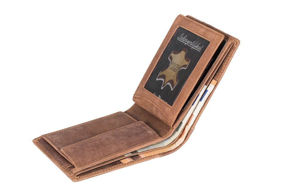 Menzo 8011 Herrenbörse deltabraun / Büffelleder