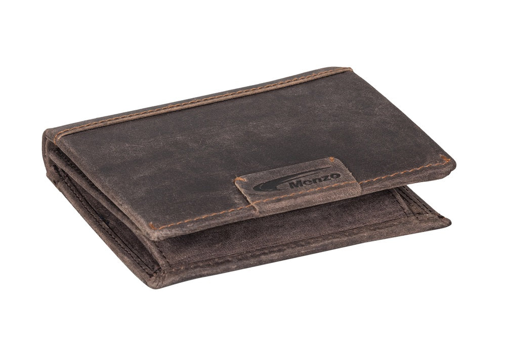 Menzo 8012 Herrenbörse darkbraun / Büffelleder