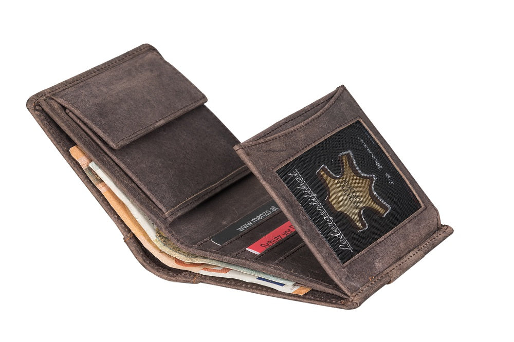 Menzo 8012 Herrenbörse darkbraun / Büffelleder