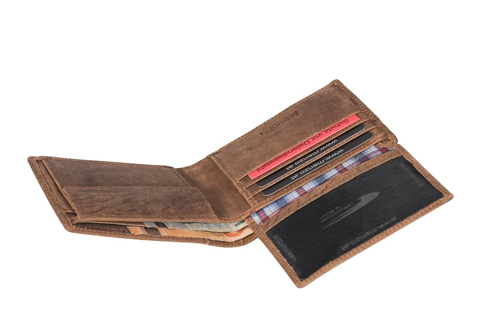 Menzo 8017 Herrenbörse deltabraun / Büffelleder