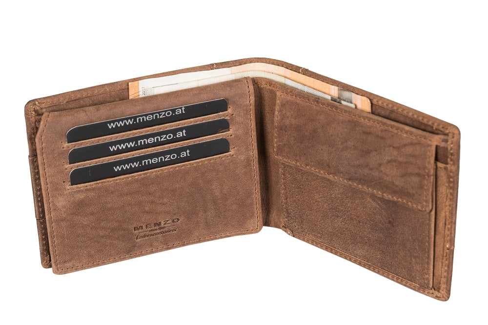 Menzo 8017 Herrenbörse deltabraun / Büffelleder