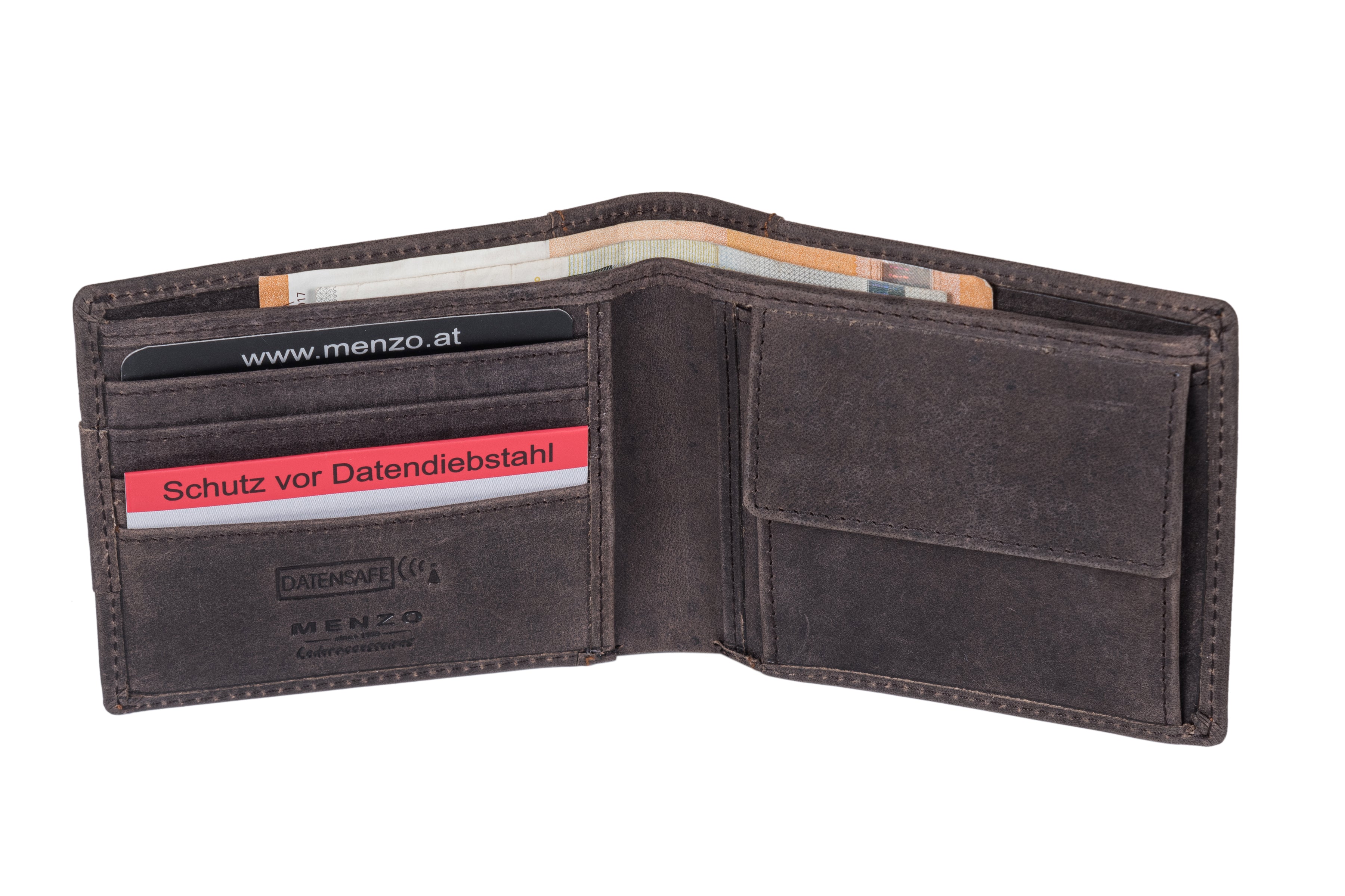 Menzo 8038 Herrenbörse darkbraun / Büffelleder