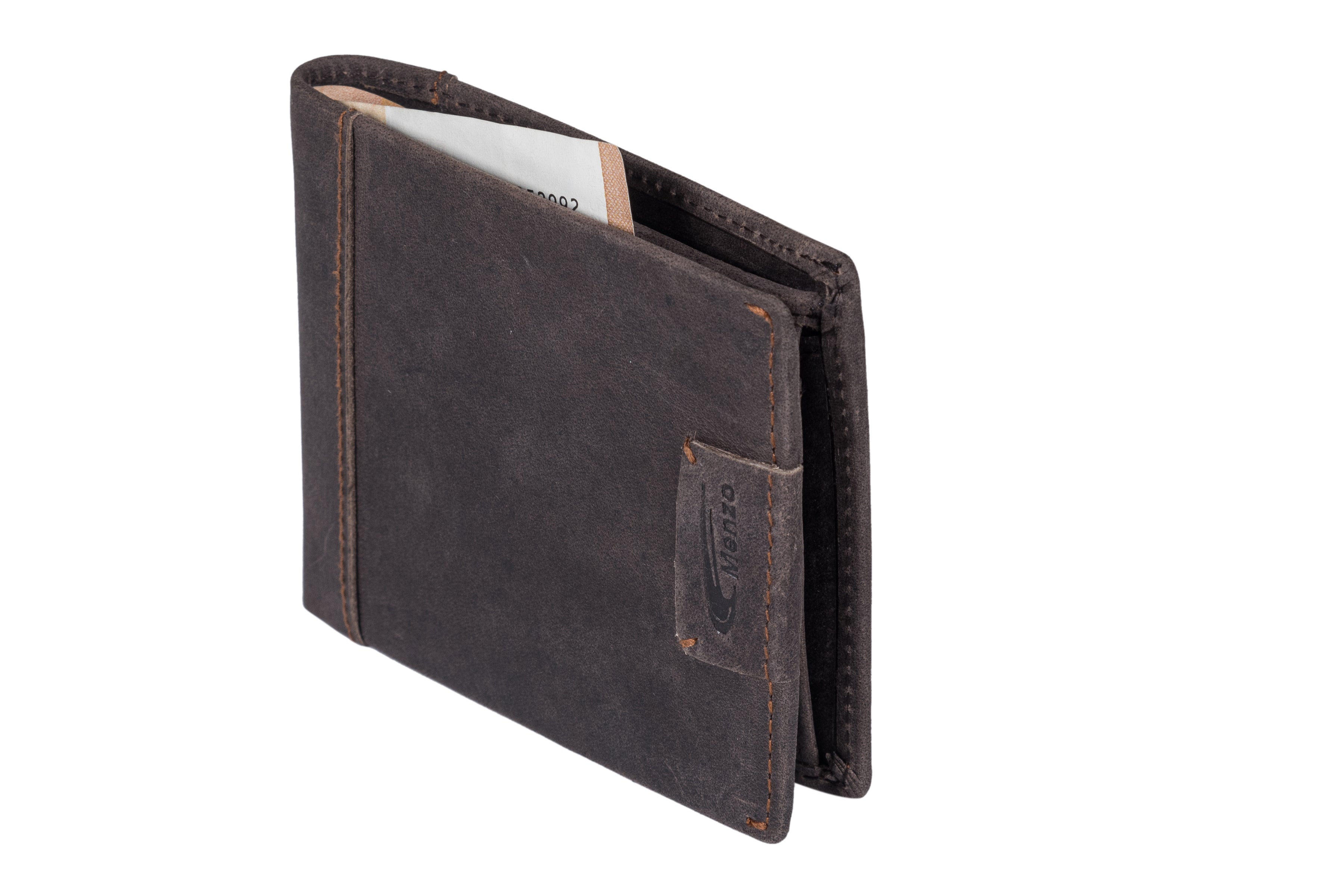 Menzo 8038 Herrenbörse darkbraun / Büffelleder
