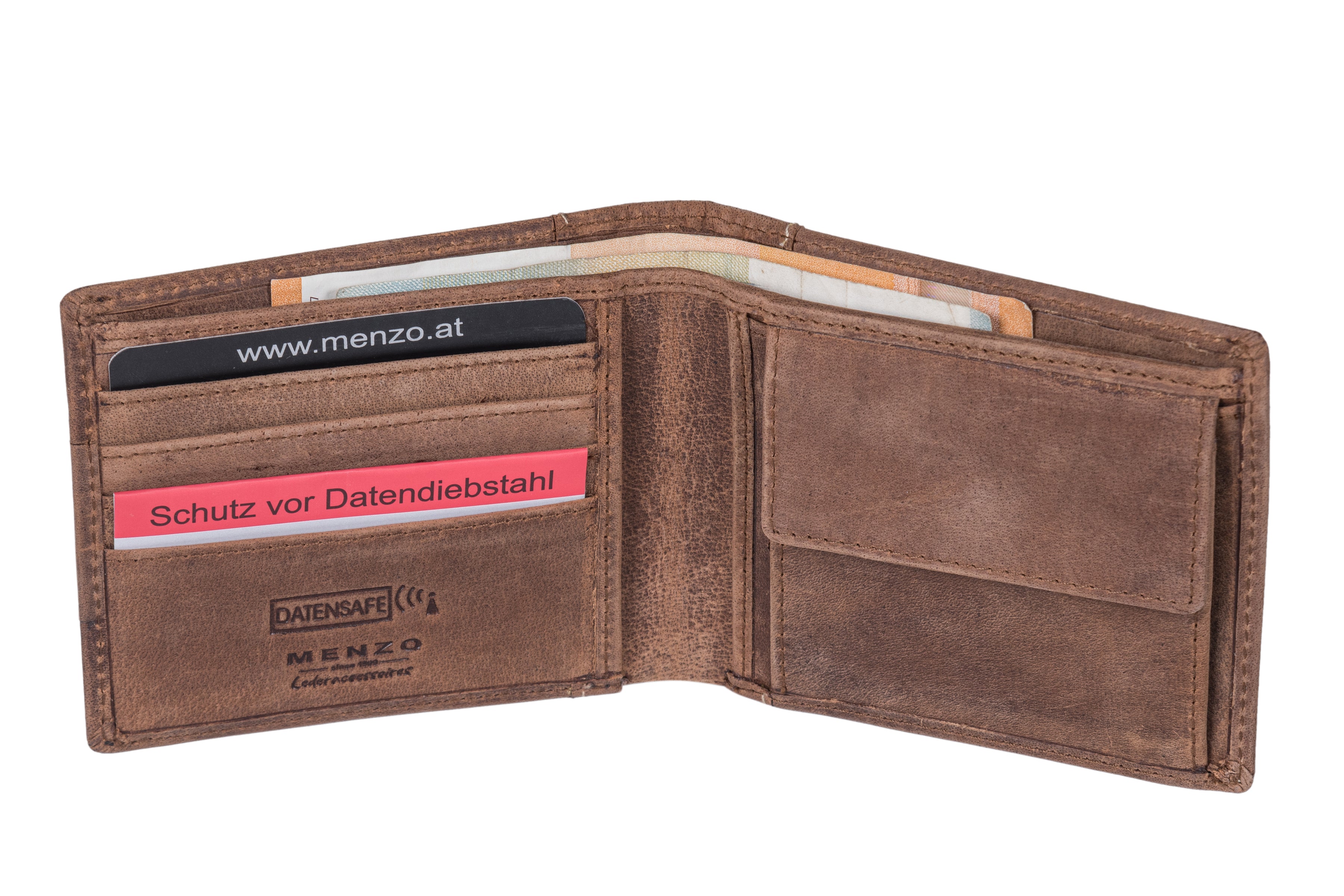 Menzo 8038 Herrenbörse deltabraun / Büffelleder