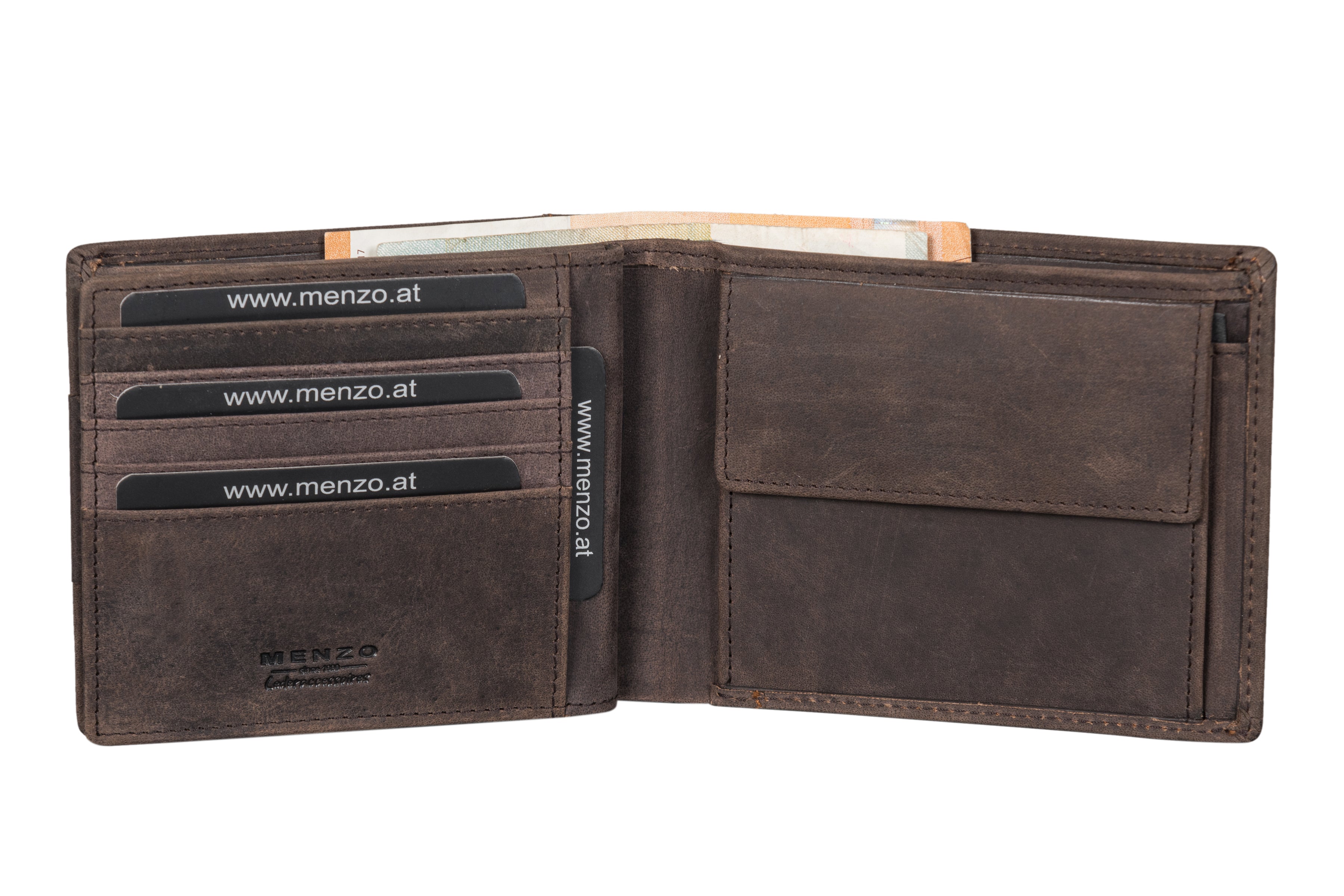 Menzo 8042 Herrenbörse darkbraun / Büffelleder