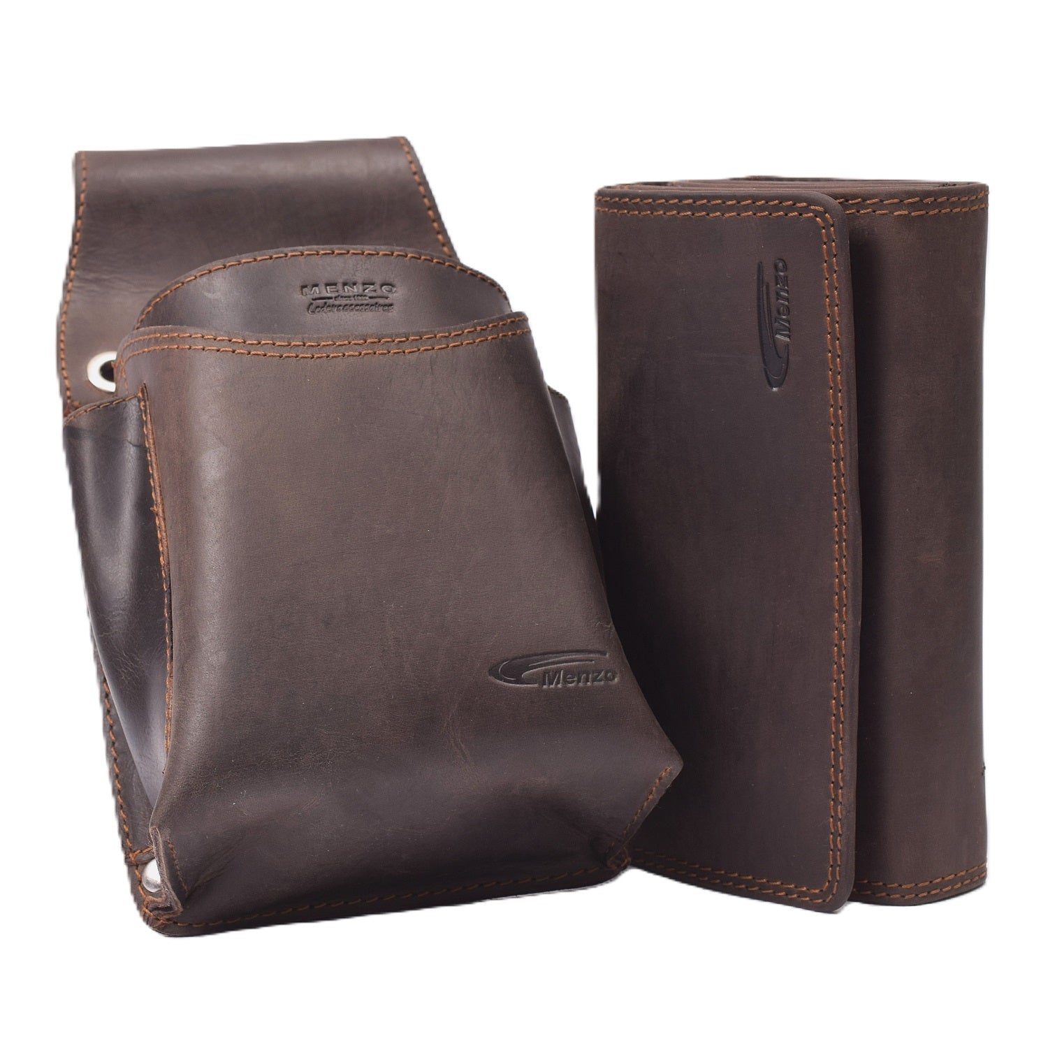 Menzo 937 Profikellnerset Büffelleder Doppelnaht/Logo marone