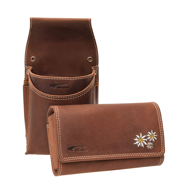 Kellnerbörsenset - 3-teilig - deltabraun-edelweiss (Kellnerbörsenset + Computerhalter + Gürtel)