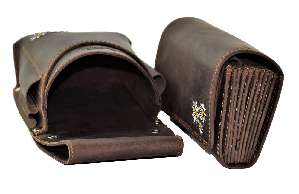 Hochwertiges Menzo 937 Profikellnerset Büffelleder Doppelnaht/Edelweiss marone