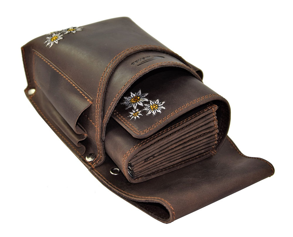 Hochwertiges Menzo 937 Profikellnerset Büffelleder Doppelnaht/Edelweiss marone