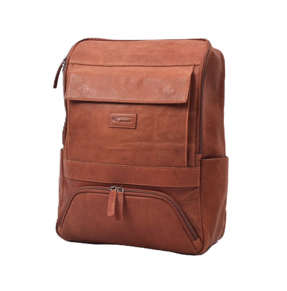 Menzo MB85 - Rucksack Rindsleder washed/cognac für 15" Laptop