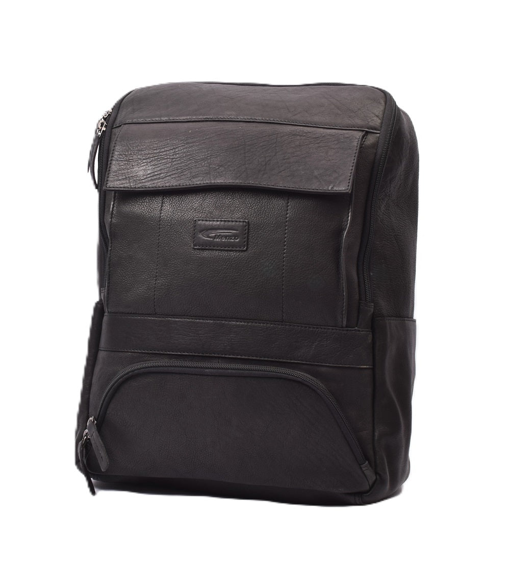 Menzo MB85 - Rucksack Rindsleder washed/schwarz für 15" Laptop