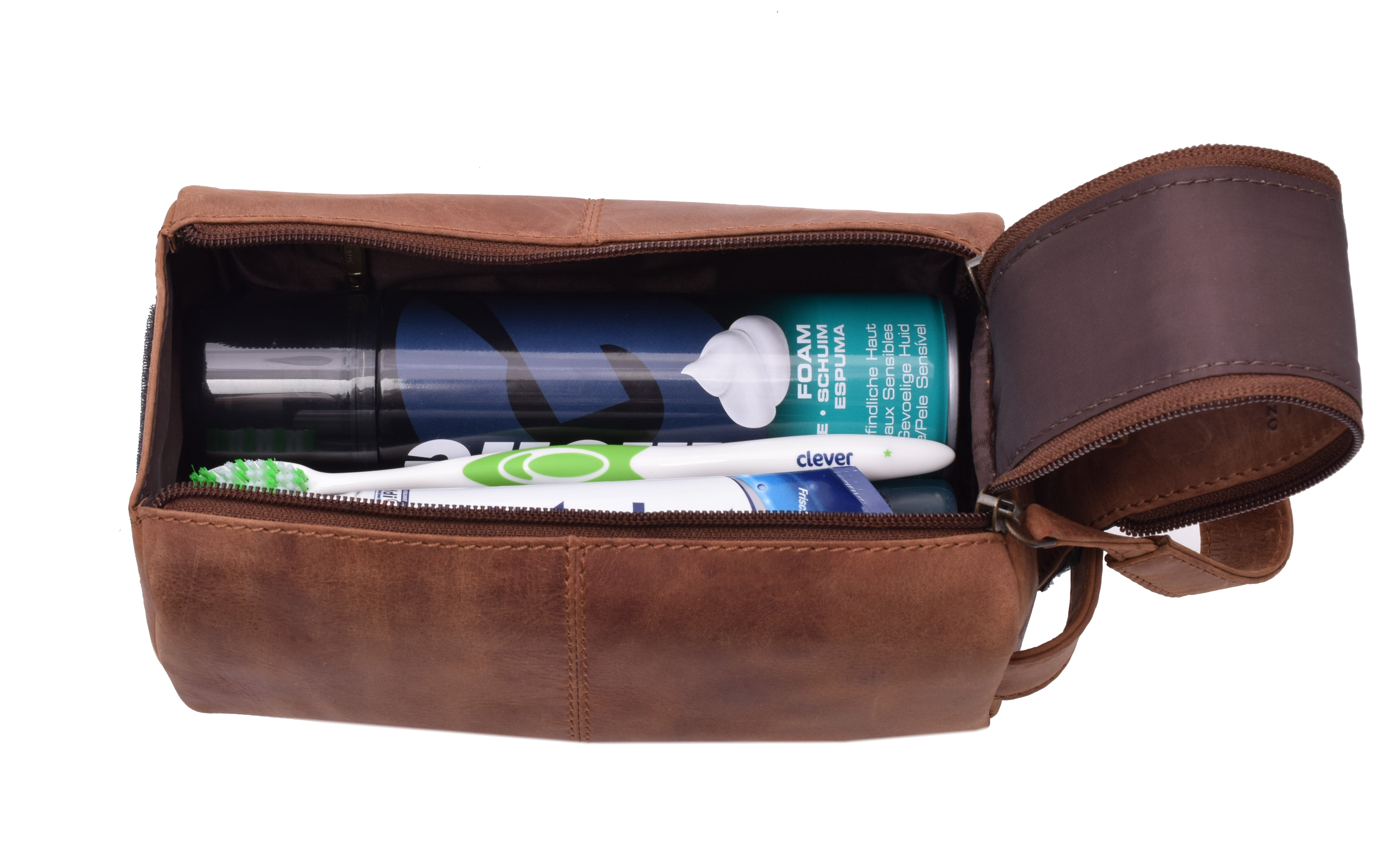 Menzo MB51 Kulturtasche Büffelleder/deltabraun