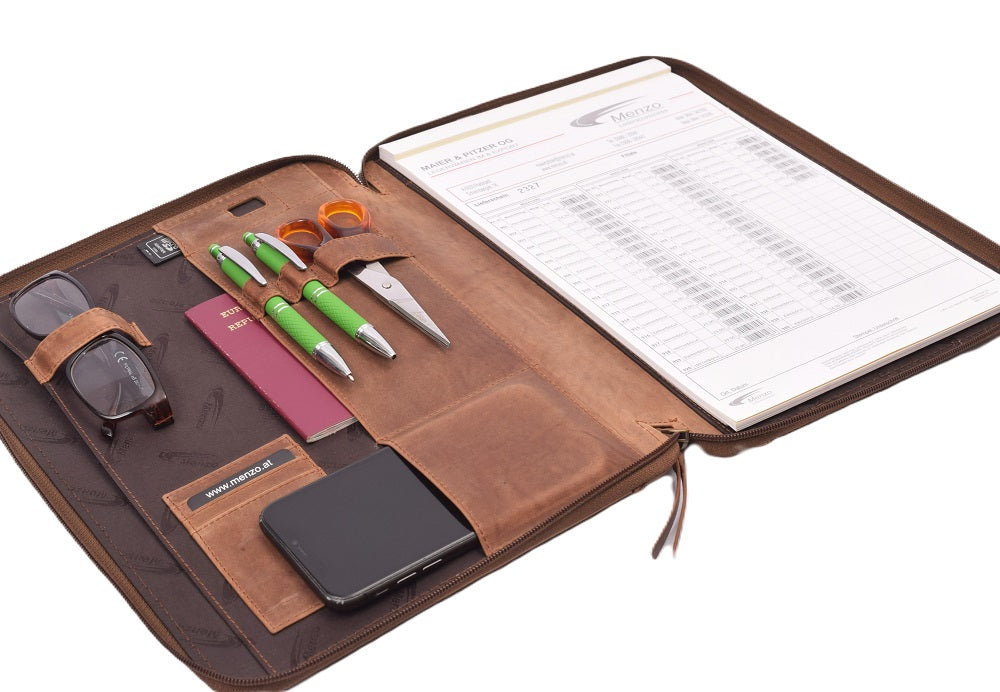 Menzo MB47 Schreibmappe A4 Büffelleder/deltabraun