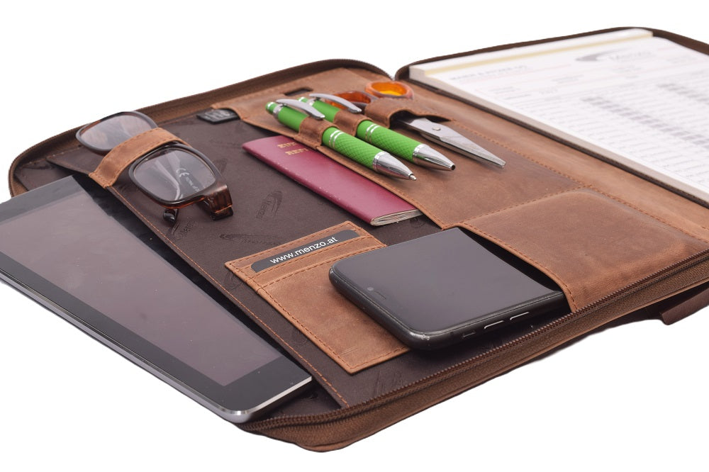 Menzo MB47 Schreibmappe A4 Büffelleder/deltabraun