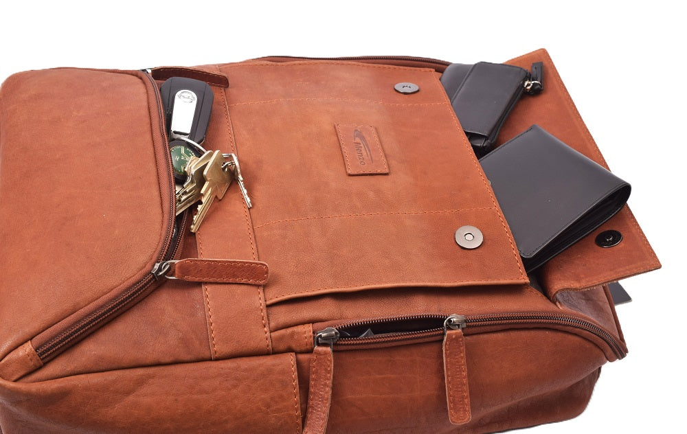 Menzo MB85 - Rucksack Rindsleder washed/cognac für 15" Laptop