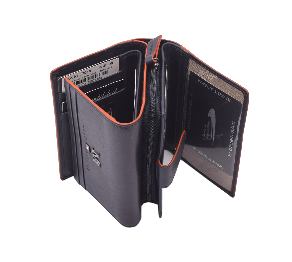 Menzo 7019 Damenbörse saison3 navy-orange / Nappaleder