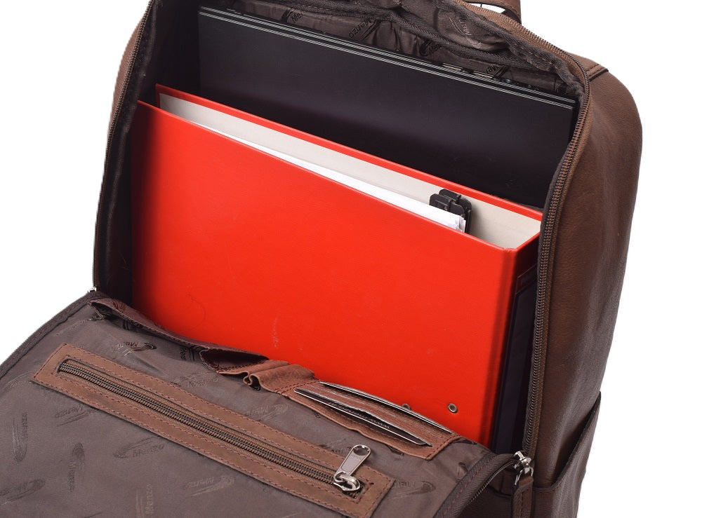 Menzo MB85 - Rucksack Rindsleder washed/braun für 15" Laptop
