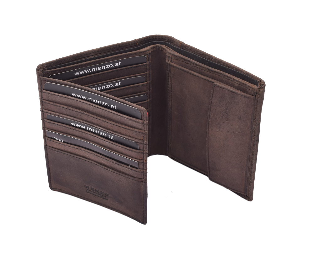 Menzo 8018 Herrenbörse darkbraun / Büffelleder