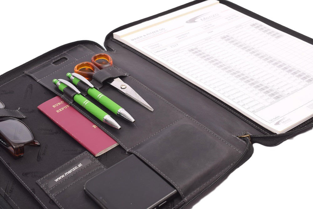 Menzo MB47 Schreibmappe A4 Büffelleder/schwarz