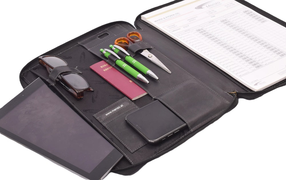 Menzo MB47 Schreibmappe A4 Büffelleder/schwarz