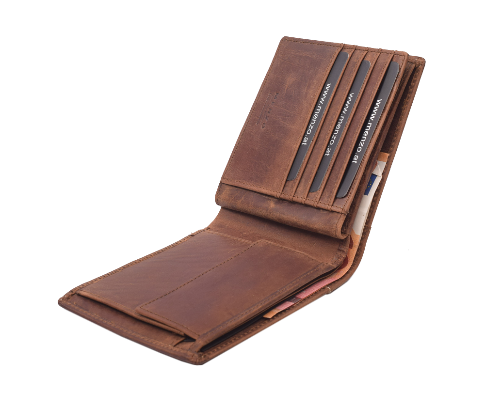 Menzo 8042 Herrenbörse deltabraun / Büffelleder