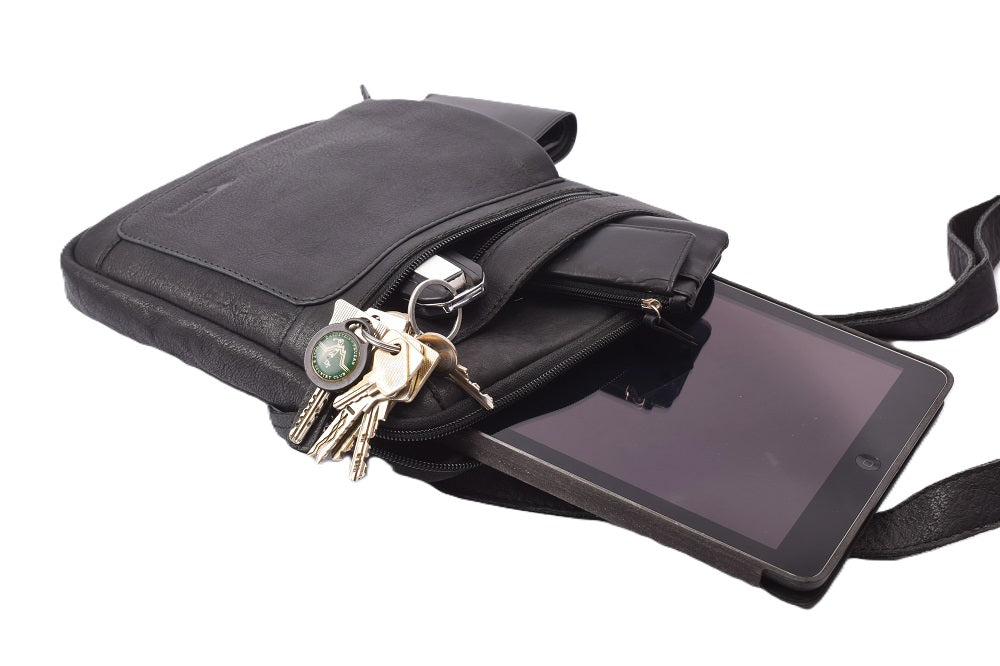 MENZO MB 84 Umhängetasche Rindsleder-schwarz