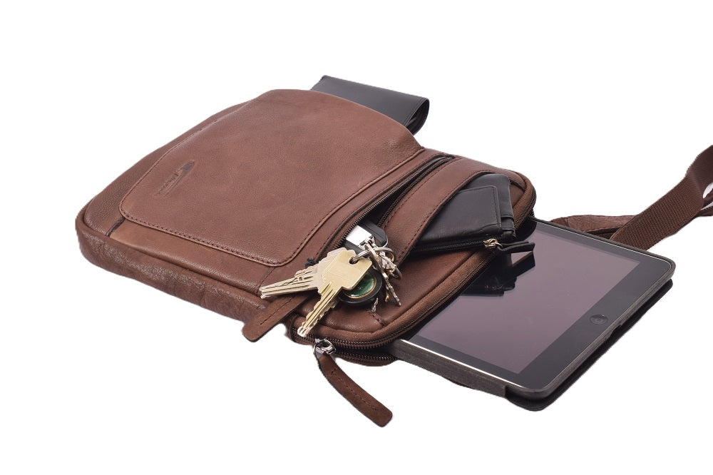 MENZO MB 84 Umhängetasche Rindsleder-braun