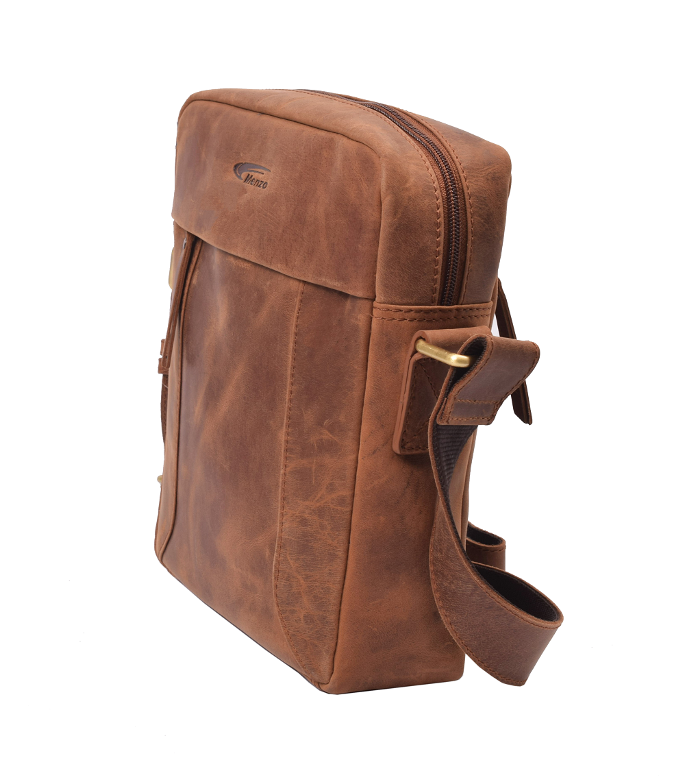 Menzo MB114 Umhängetasche Büffelleder/deltabraun