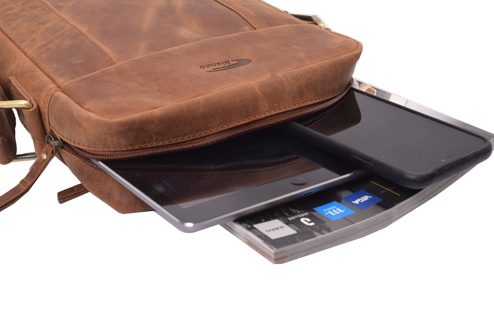 Menzo MB114 Umhängetasche Büffelleder/deltabraun