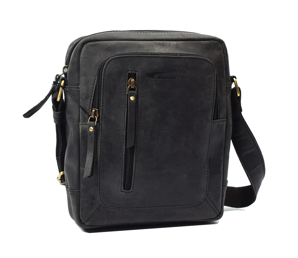 Menzo MB116 Umhängetasche Büffelleder/schwarz