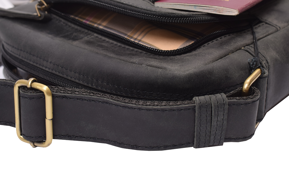 Menzo MB116 Umhängetasche Büffelleder/schwarz