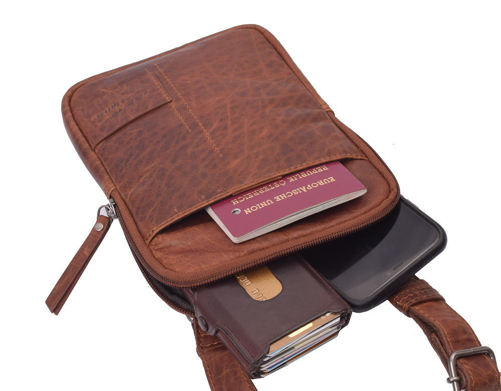 Menzo MB109 Umhängetasche Büffelleder/cognac