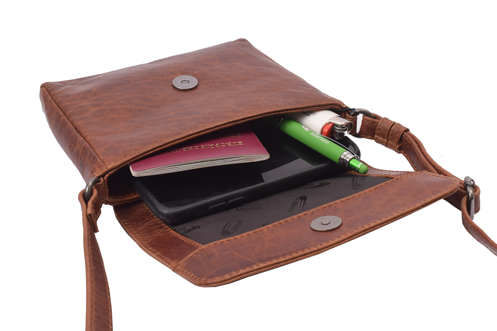 Menzo MB113 Umhängetasche Büffelleder/cognac