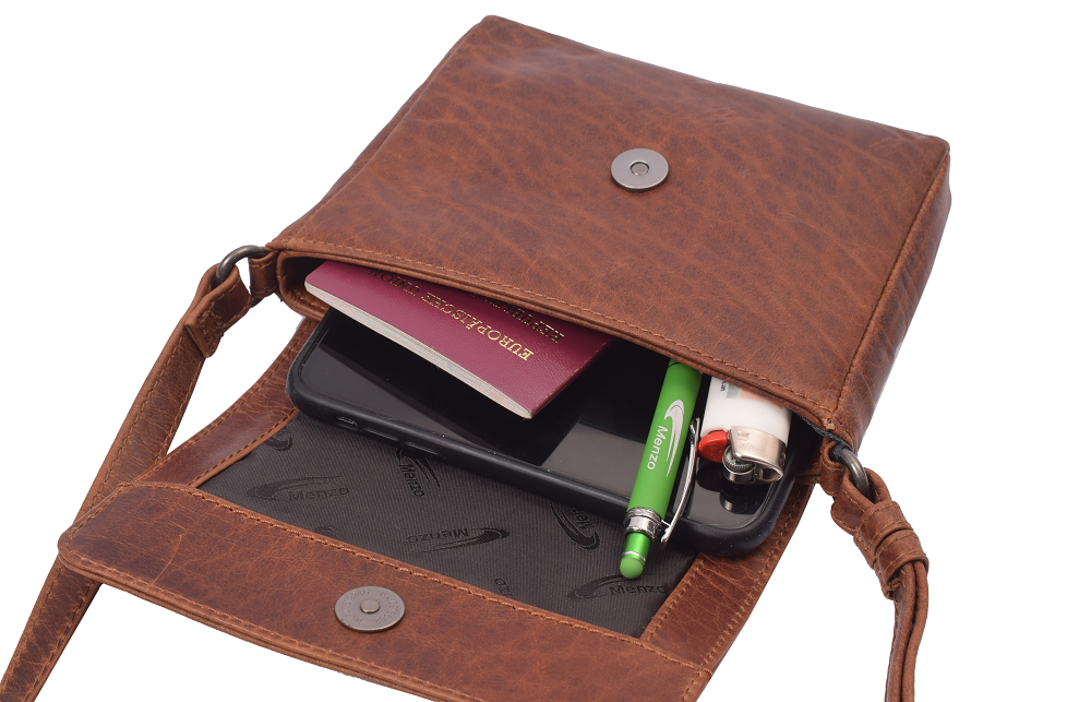 Menzo MB113 Umhängetasche Büffelleder/cognac