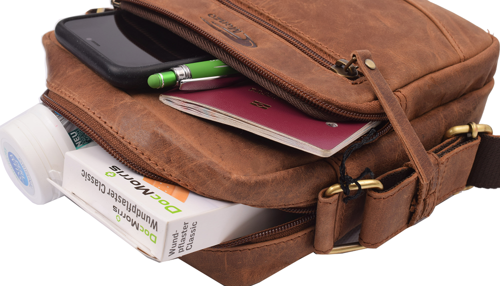 Menzo MB115 Umhängetasche Büffelleder/deltabraun