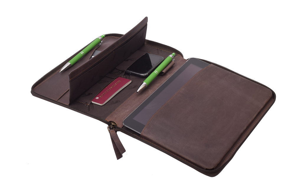 Menzo MB46 Dokumenten & Tabletmappe A5 Büffelleder/marone