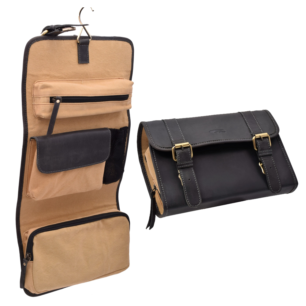 Menzo MB52 Kulturtasche Büffelleder/schwarz