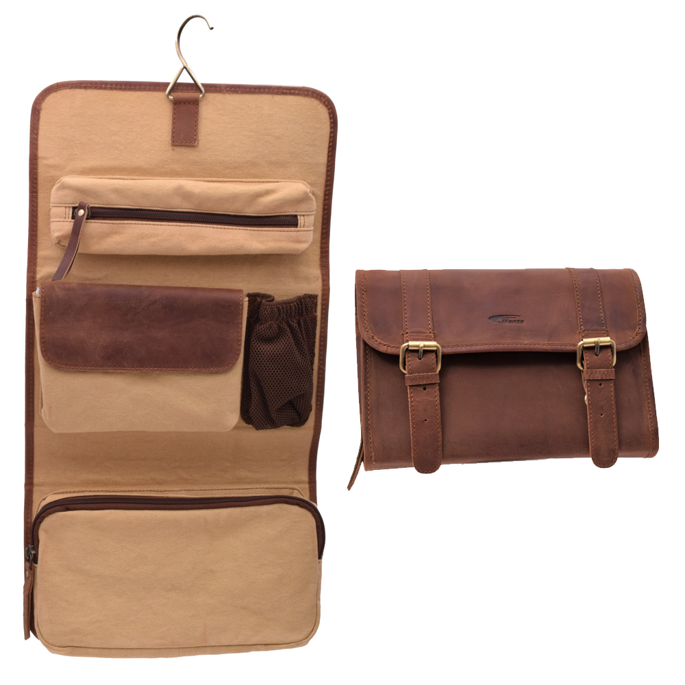 Menzo MB52 Kulturtasche Büffelleder/deltabraun