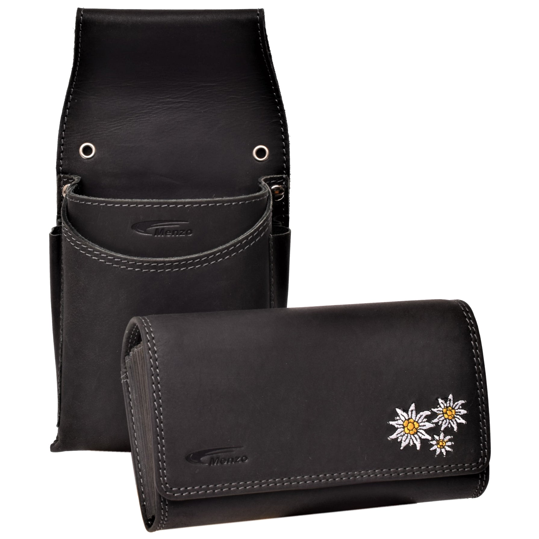 Kellnerbörsenset - 3-teilig - schwarz-edelweiss (Kellnerbörsenset + Computerhalter + Gürtel)